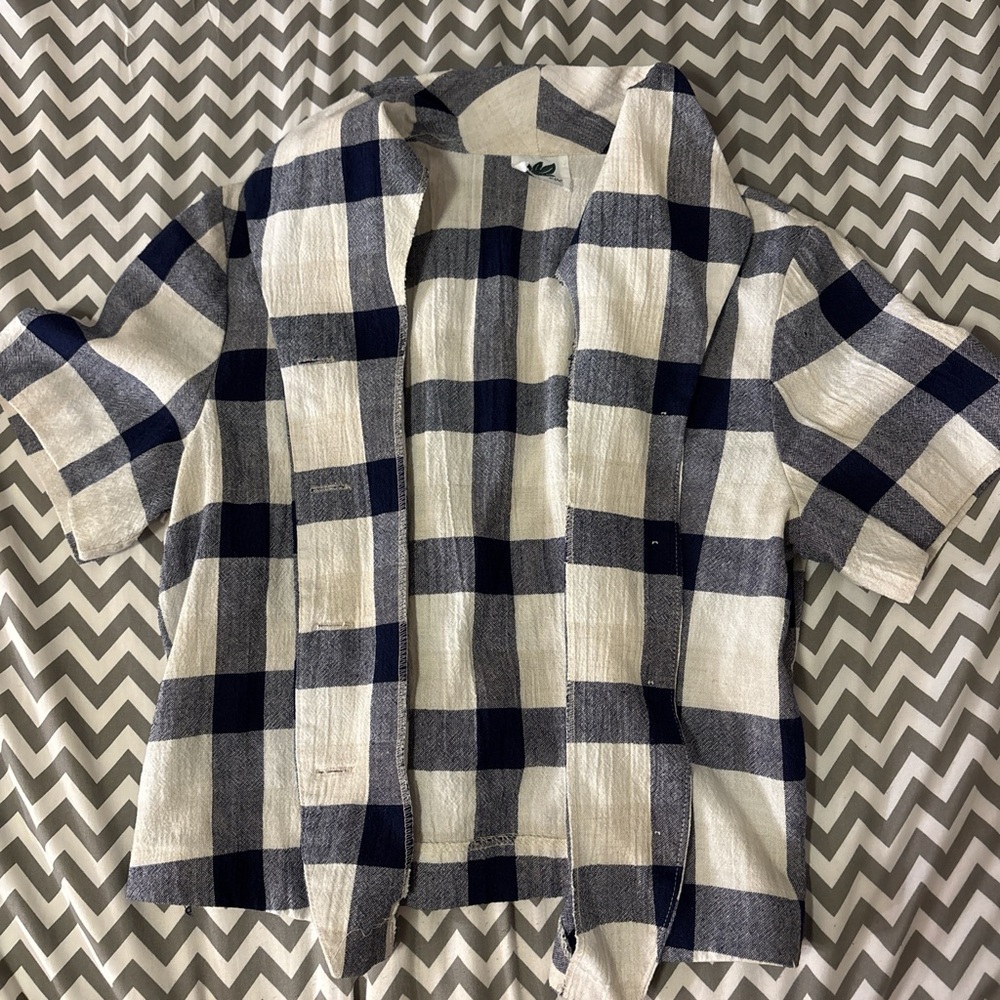 Eve Navy and White Plaid Button Down